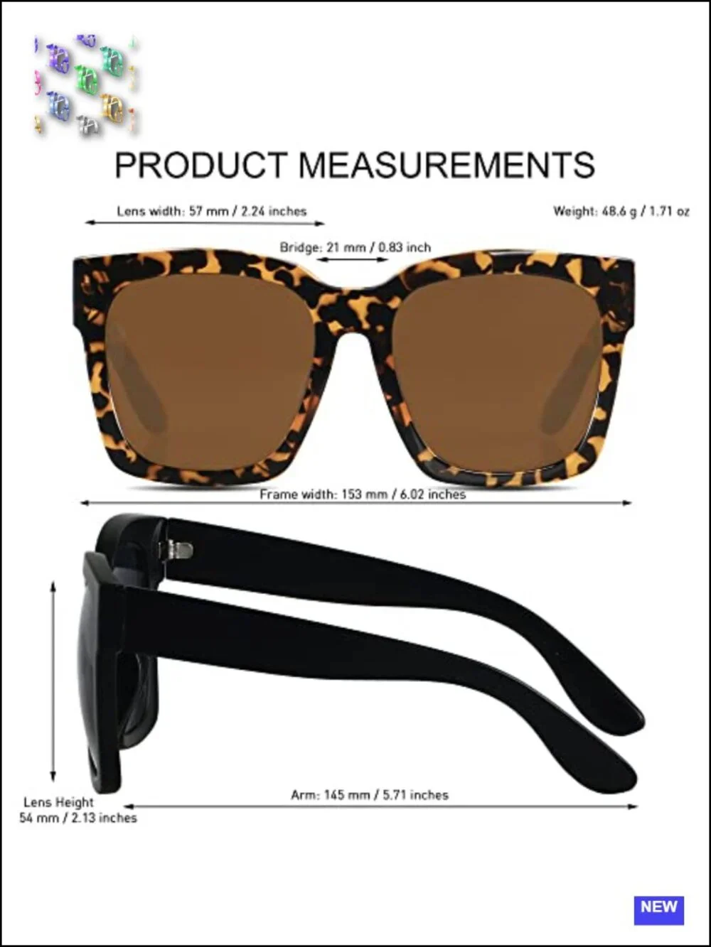 Oversized Square Sunglasses for Women XL UV400 Protection Plastic Frame